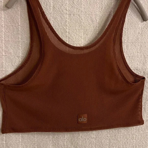 SOLD‼️ALO Yoga Brown Mesh Crop Tank Top - Picture 4 of 5